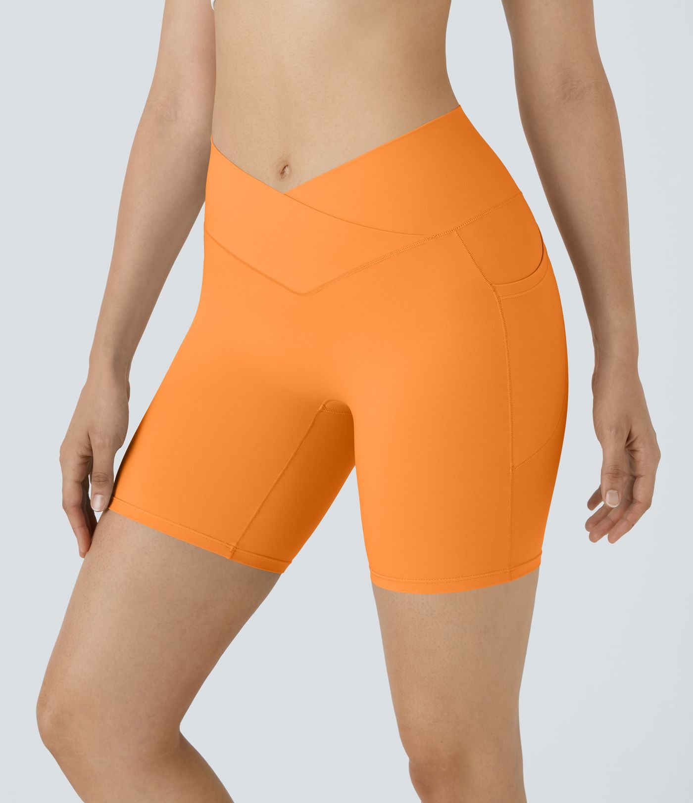 Softlyzero™ Short 17,5cm Yoga Taille Haute Crossover avec Poches Latérales
