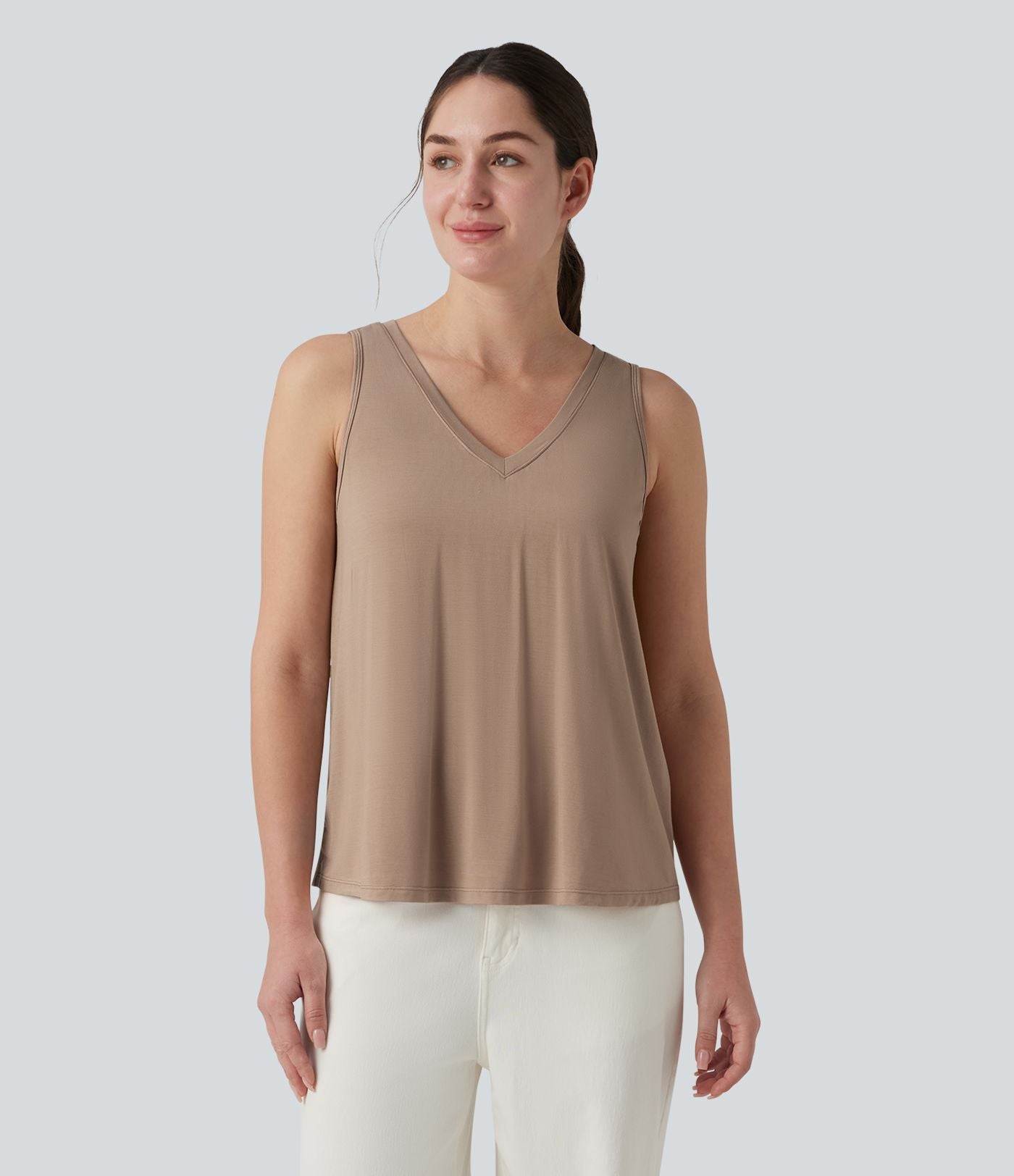 Débardeur casual ample col V avec brassière intégrée