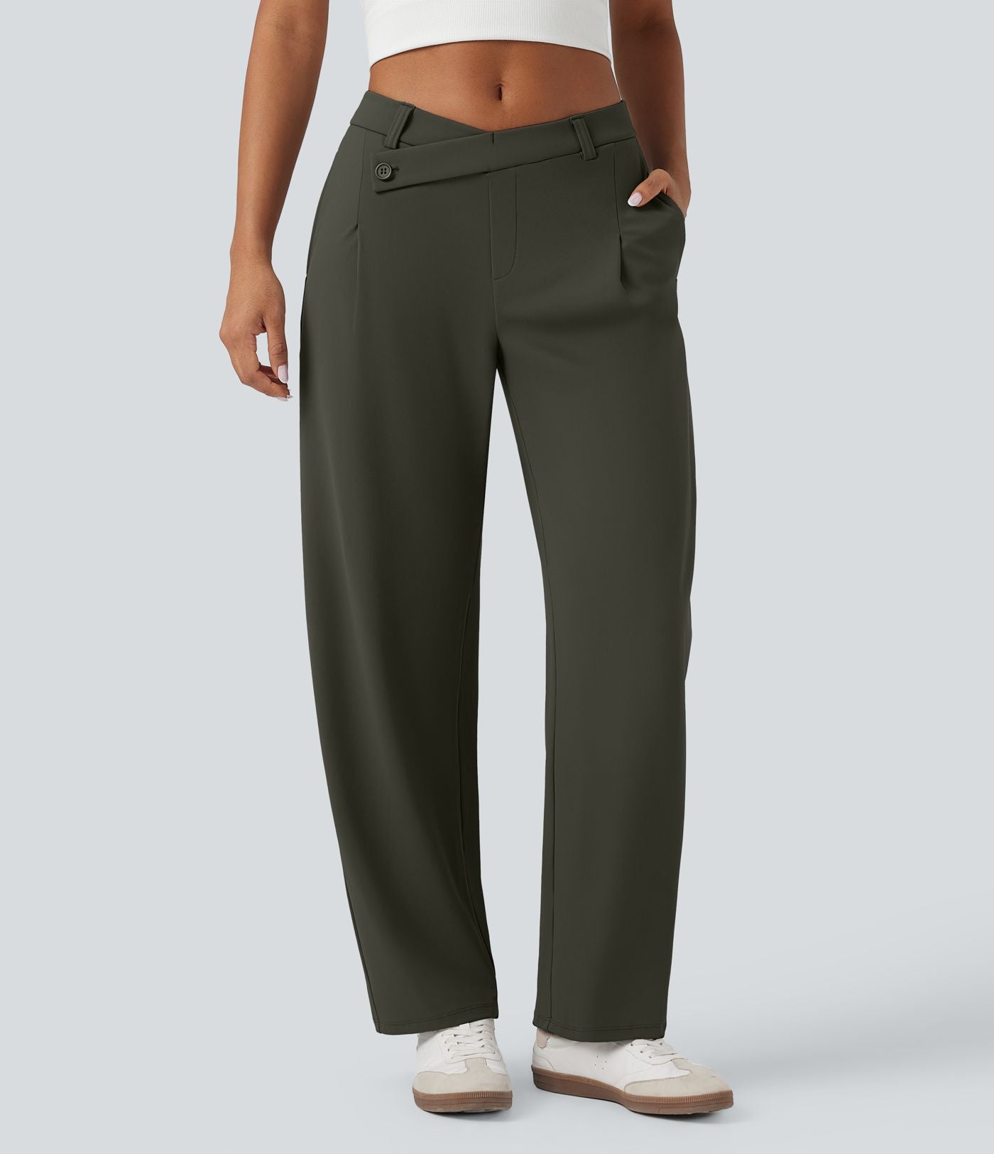 Pantalon tailleur fuselé asymétrique taille moyenne Halara Flex™ DayStretch avec poches