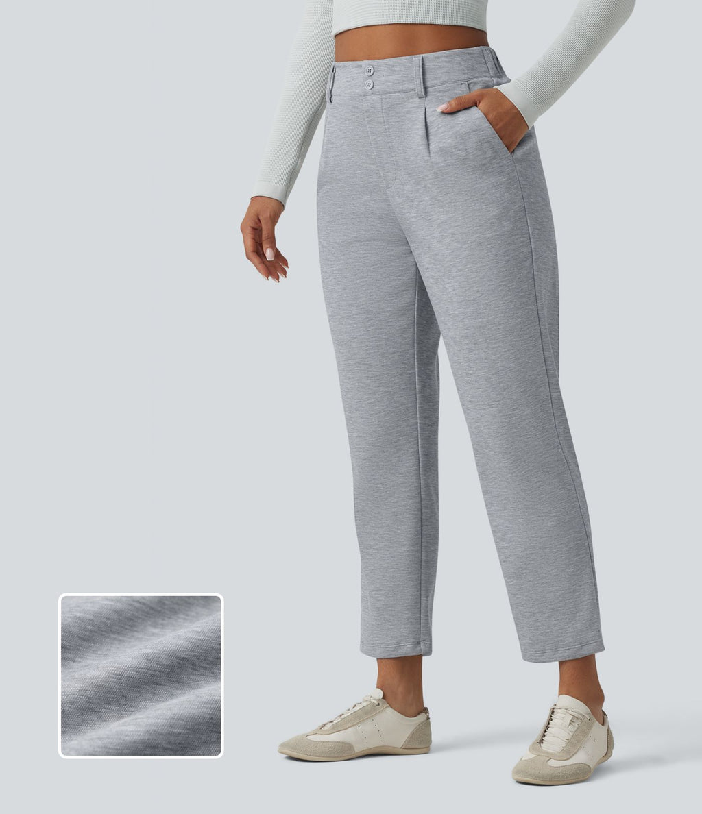 SpacerTek™ Pantalon fuselé décontracté taille haute avec poches