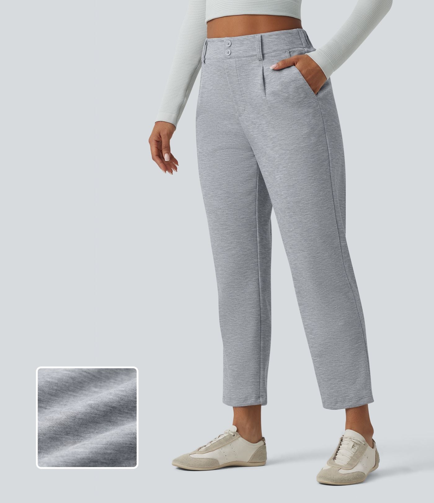 SpacerTek™ Pantalon fuselé décontracté taille haute avec poches