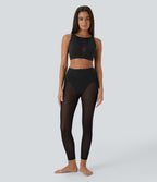 Legging de danse 7/8 taille haute 2-en-1 avec empiècements en résille