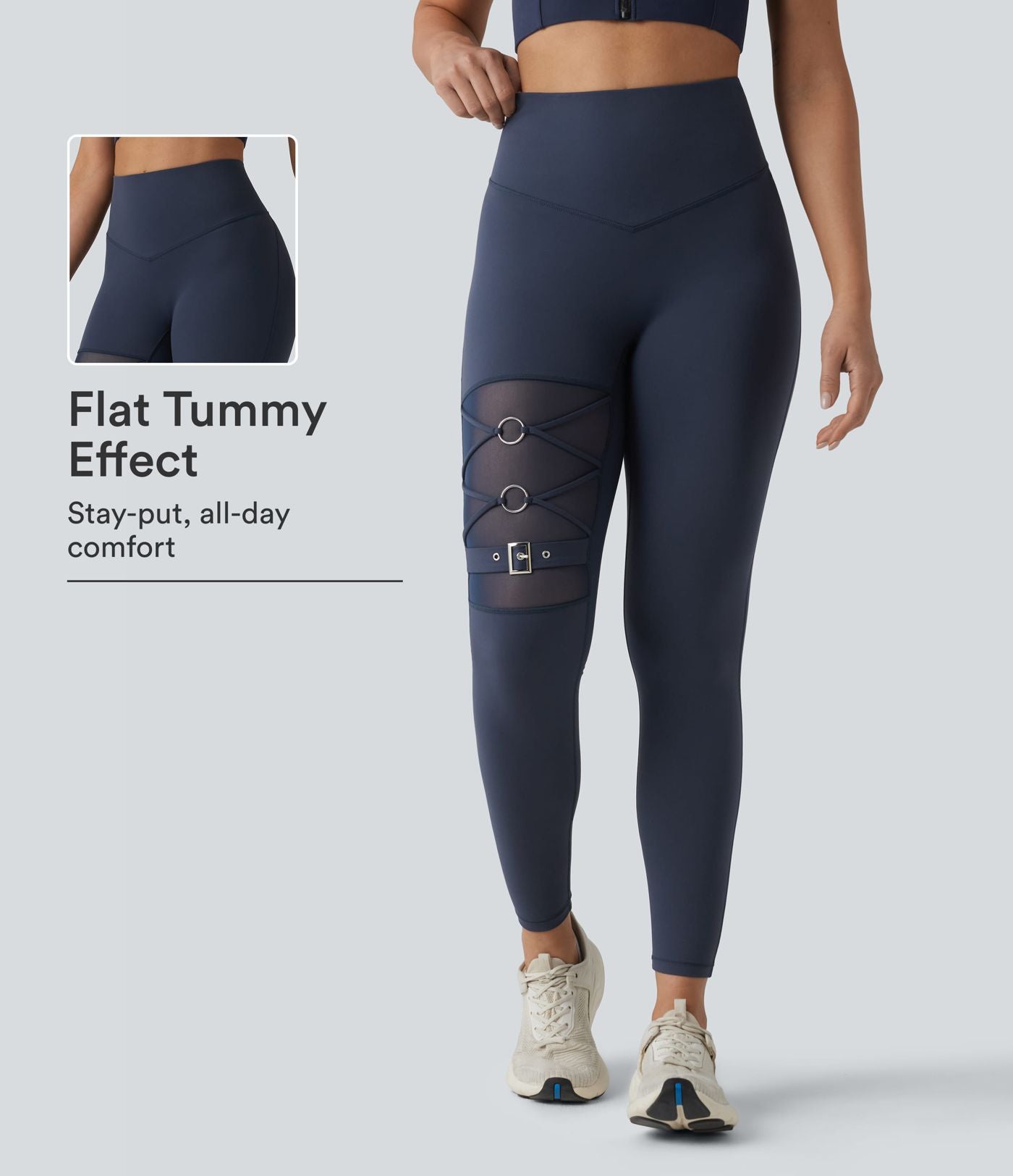 Halara UltraSculpt™ Legging de yoga 7/8 taille haute ventre plat avec maille respirante et boucle