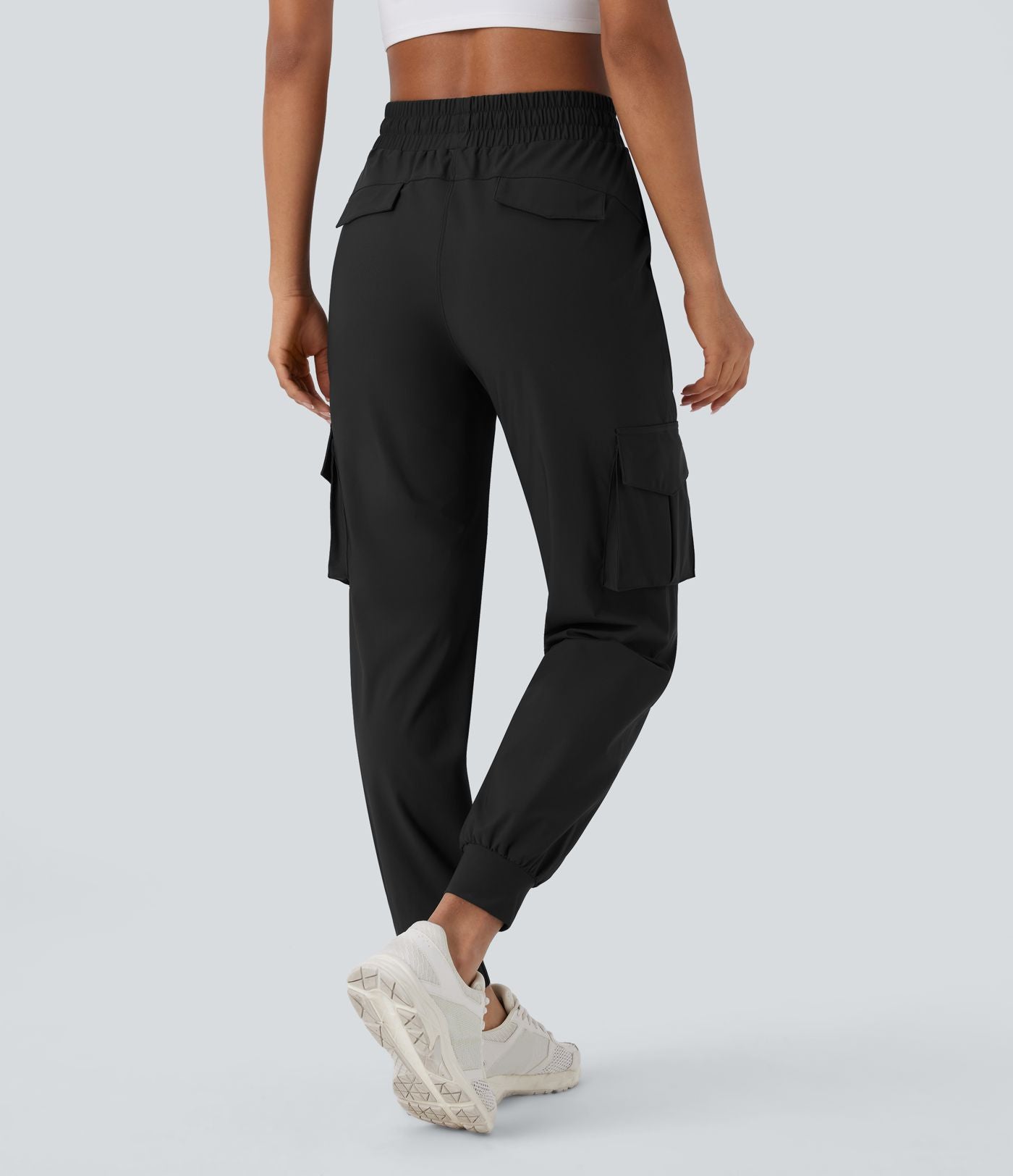 Pantalon cargo de danse taille haute avec cordon de serrage et poches multiples