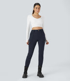 Pantalon cargo ajusté uni taille haute DayStretch avec poches zippées