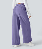 Pantalon Tailleur Large Fluide Halara Flex™ Gaufré Taille Haute Poches Latérales