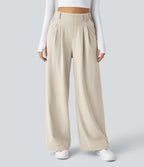 Pantalon Tailleur Large Fluide Halara Flex™ Gaufré Taille Haute Poches Latérales