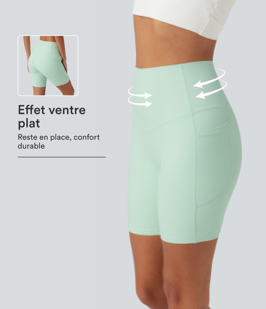 Short biker d’entraînement taille haute gainant Halara UltraSculpt™ avec poches, 18 cm