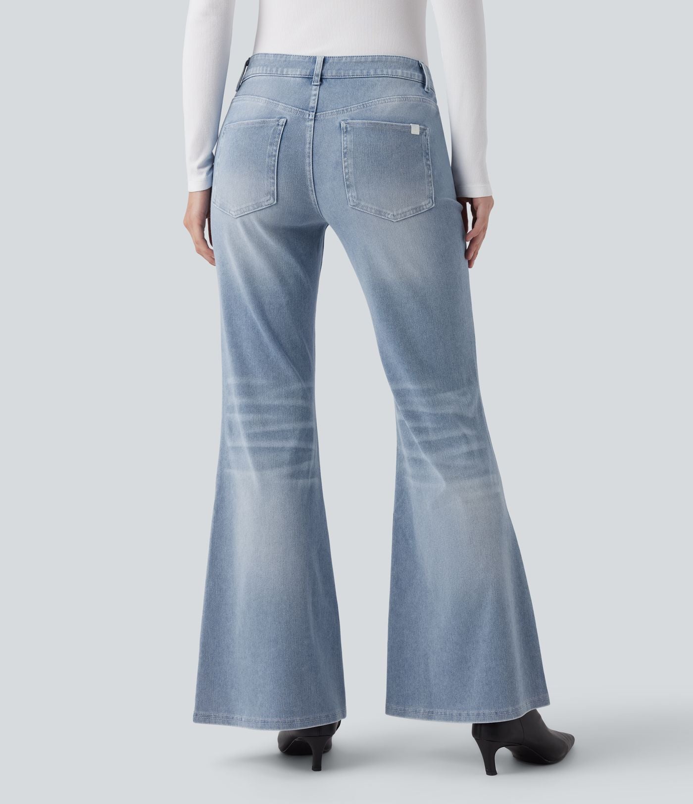 Halara Flex™ Jean évasé décontracté délavé taille basse avec poches