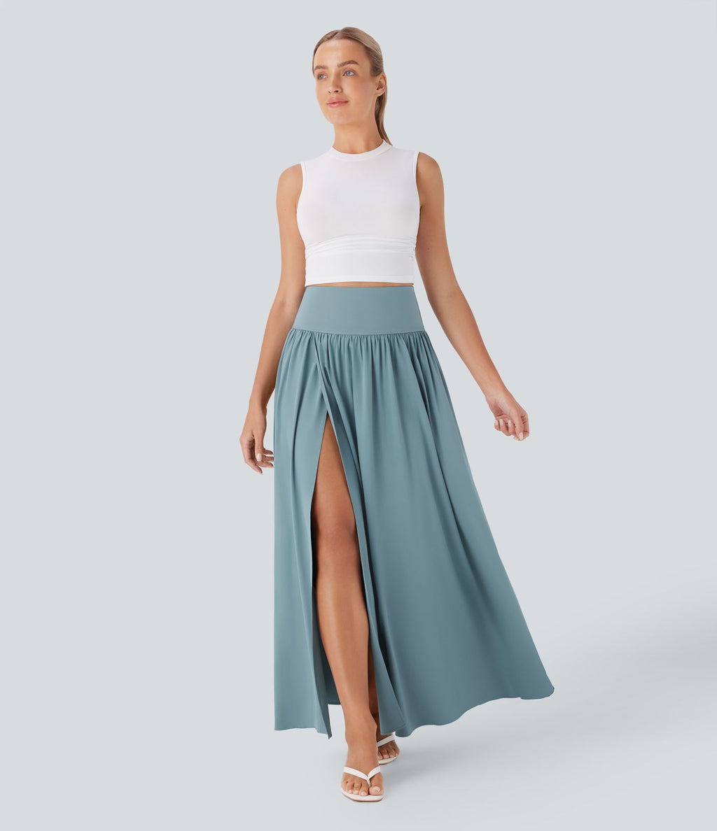 Jupe maxi fluide 2-en-1 gainante taille haute à séchage rapide Breezeful™
