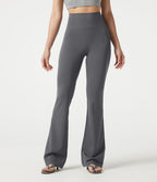 Pantalon bootcut décontracté, taille haute, à poches