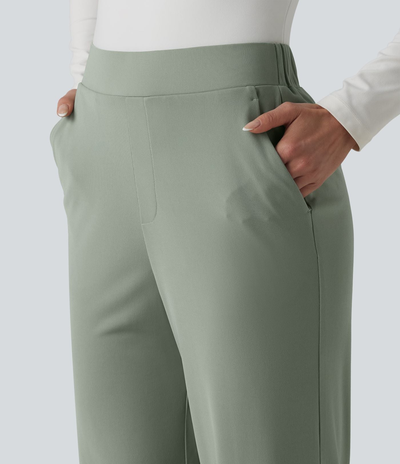 Pantalon tailleur taille haute à jambes droites avec poches