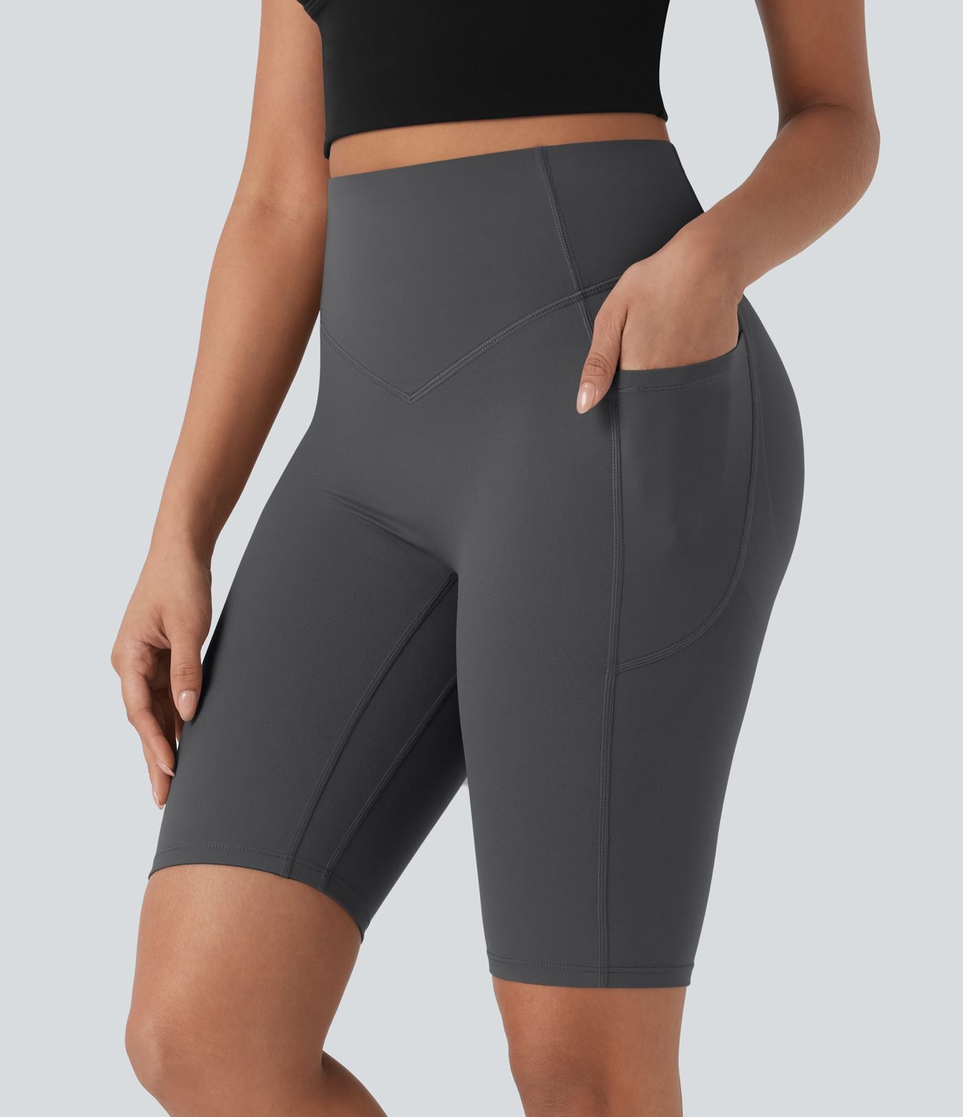 Short cycliste 12,5 cm d'entraînement gainant taille haute avec poches Halara UltraSculpt™