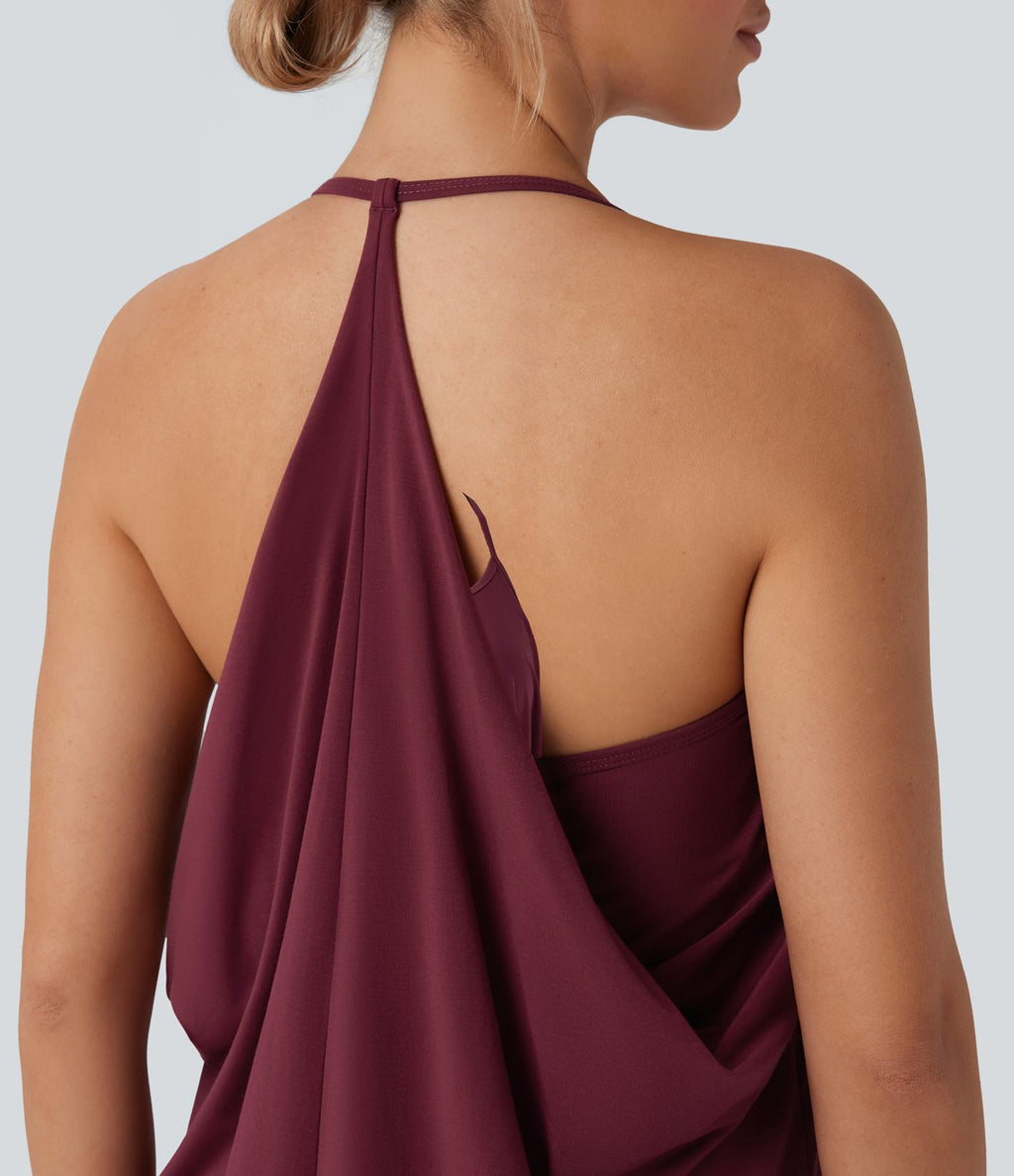 Haut de sport yoga SoftlyZero™ Airy licou drapé effet frais InstantCool, bonnets E-G, protection solaire UPF50+