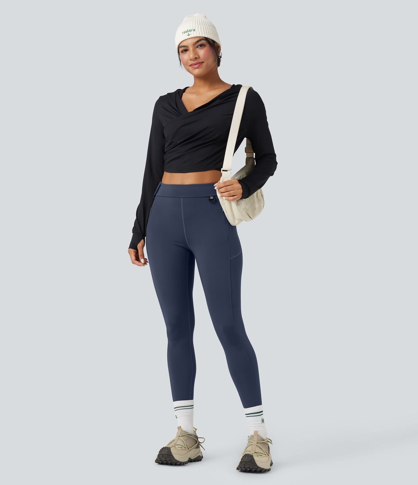 Legging cargo de randonnée résistant à l'usure taille mi-haute avec poches