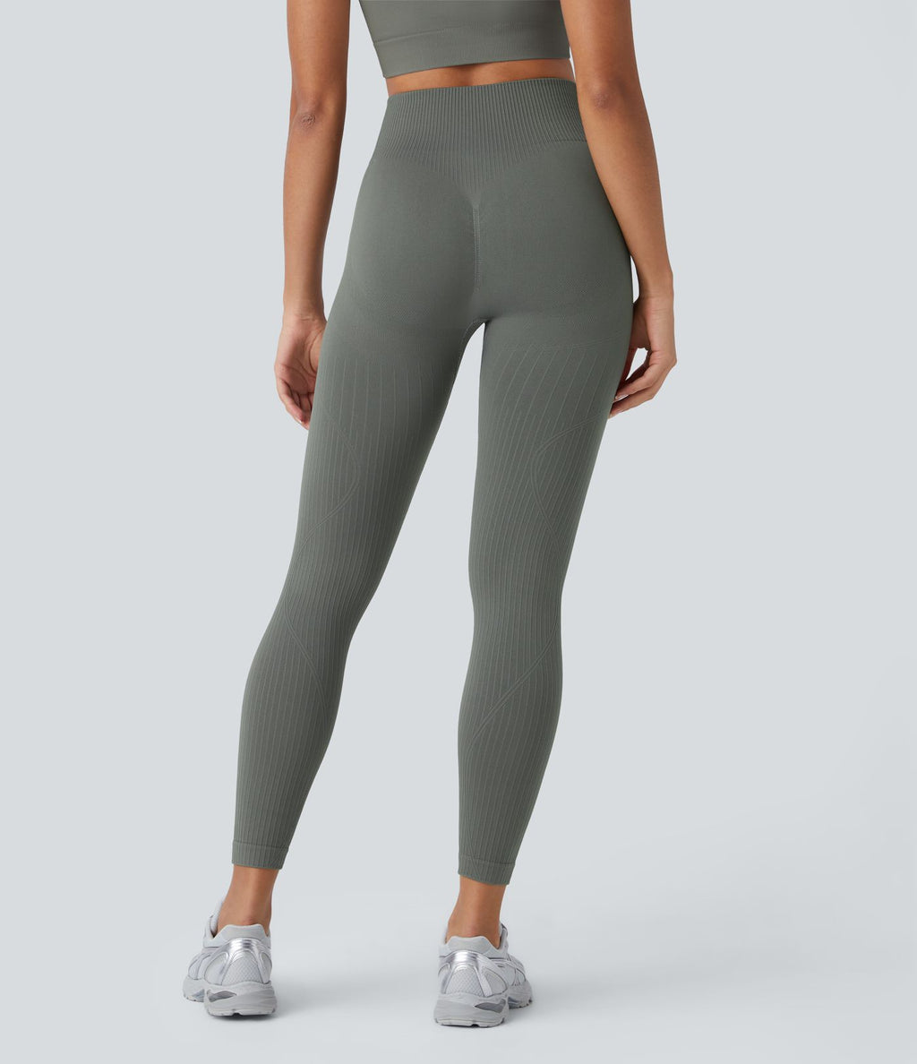 Legging d'entraînement gainant effet push-up taille haute côtelé doux sans couture OneForm Seamless Flow