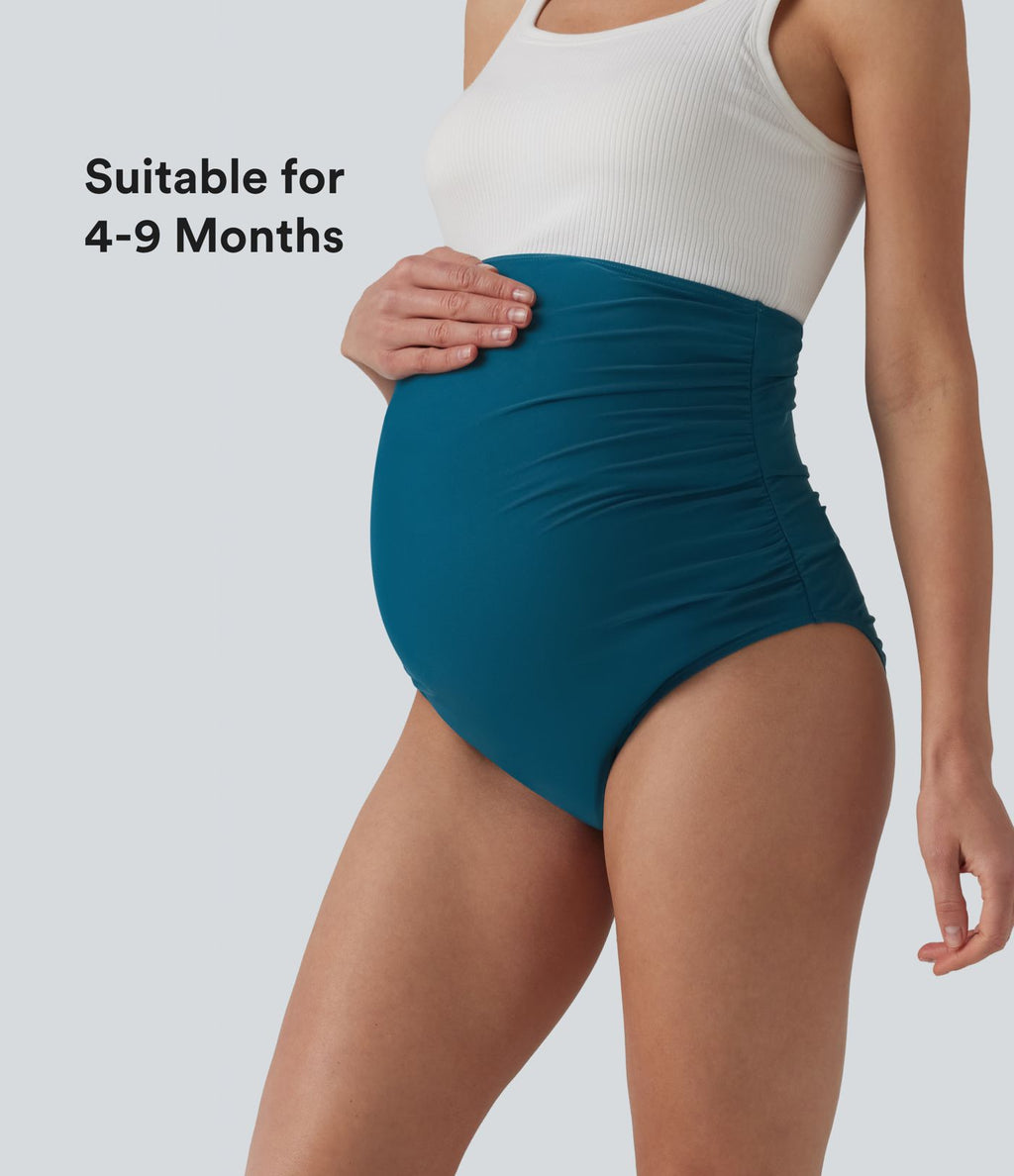 Culotte de bikini de grossesse taille ultra haute avec fronces
