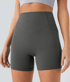 Short cycliste 12,5 cm d'entraînement gainant galbant taille haute avec effet scrunch et poches Halara UltraSculpt™