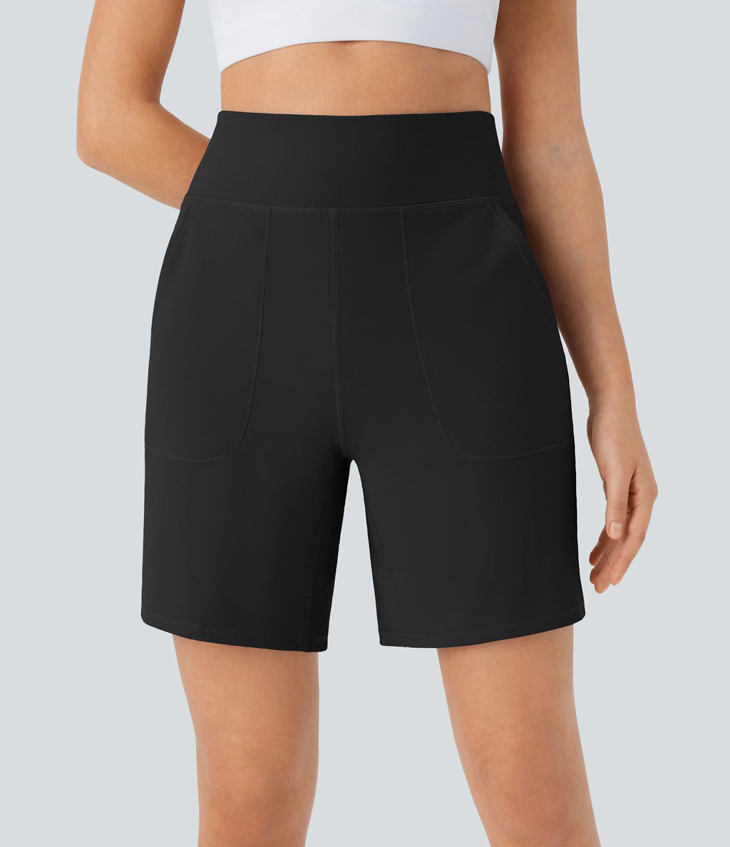 Short de yoga taille haute Softlyzero™ Airy multi-poches rafraîchissant 17,5 cm - Protection UPF50+