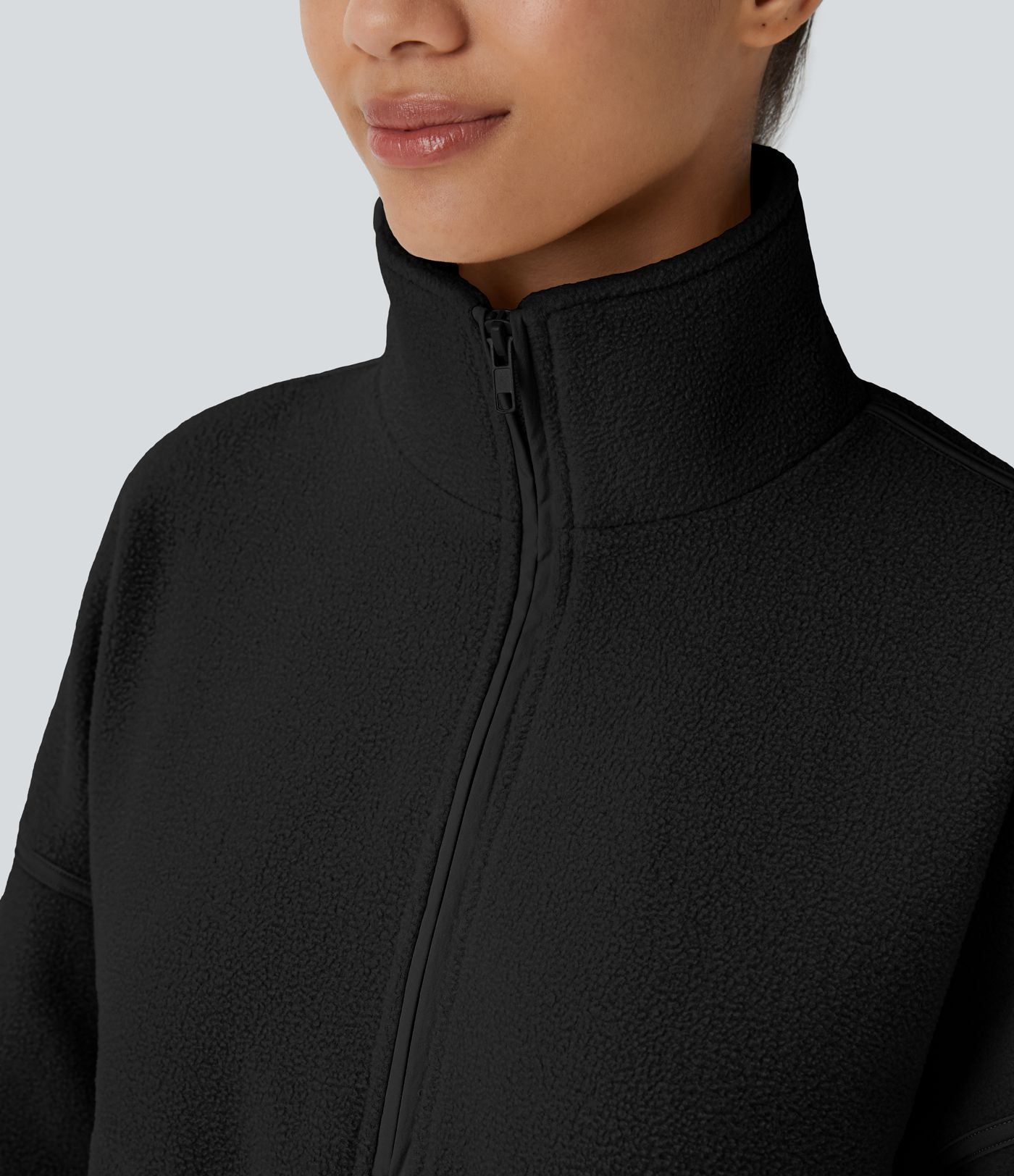 Sweat-shirt de randonnée en polaire avec col et demi-zip