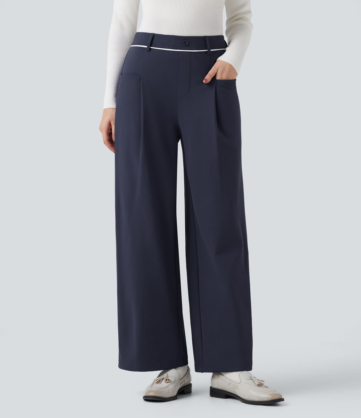 Pantalon tailleur droit thermique SoftlyZero™ Plush taille mi-haute avec poches