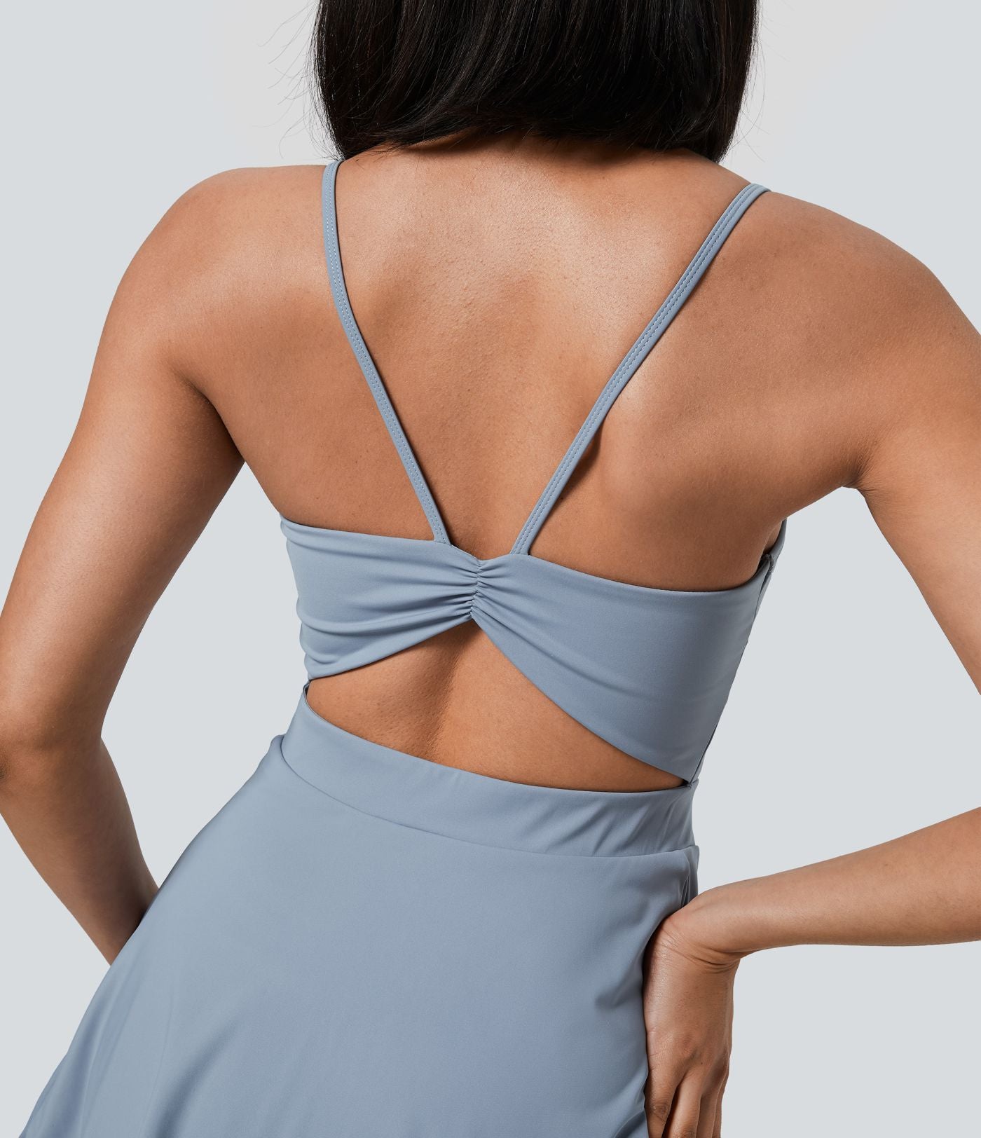 Robe Casual Mini à Dos Nu Froncée 2-en-1 avec Poches Latérales - Édition Easy Peasy