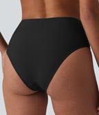 Maillot de bain bikini taille haute effet ventre plat et froncé
