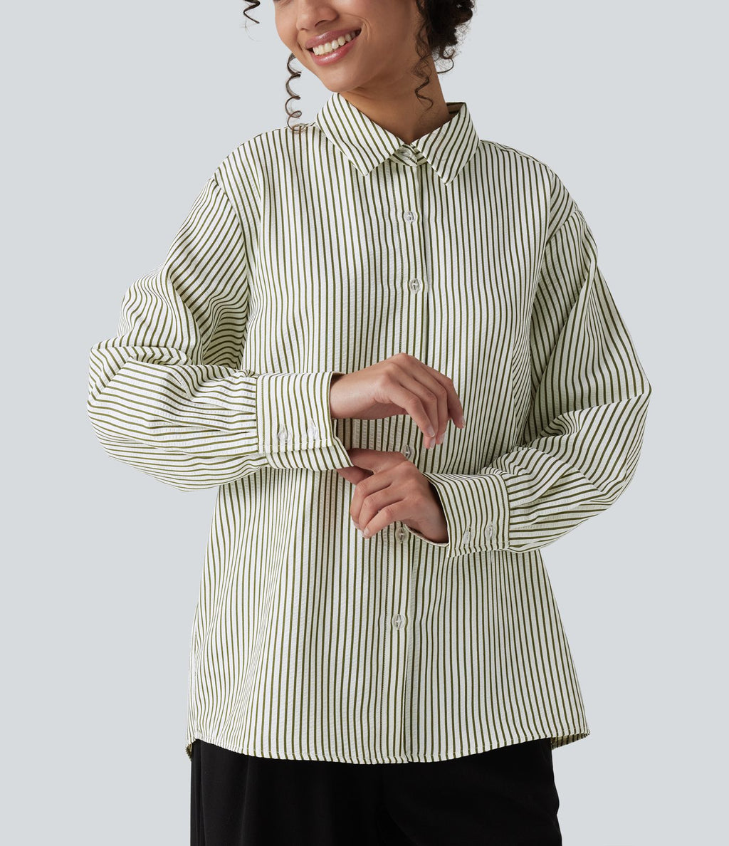 Chemise tailleur oversize manches longues à rayures