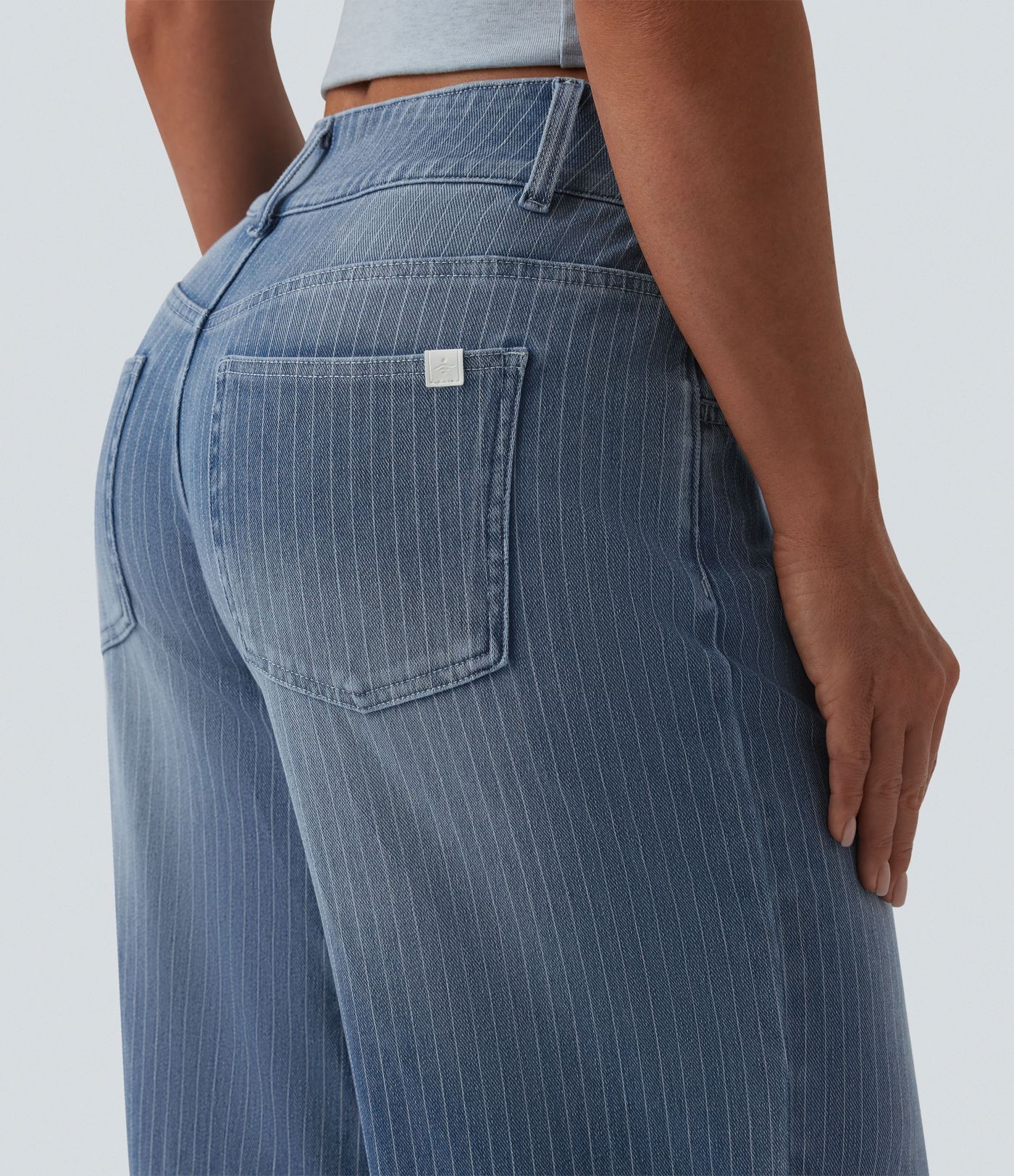 Jean large Halara Flex™ casual taille basse à rayures avec poches