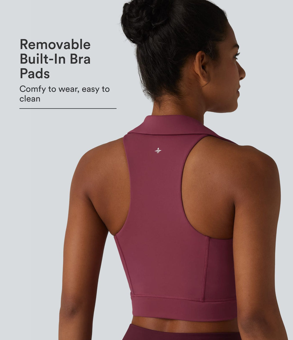 Débardeur de yoga SoftlyZero™ Airy court col V, brassière intégrée, dos nageur, ourlet croisé, à effet frais InstantCool