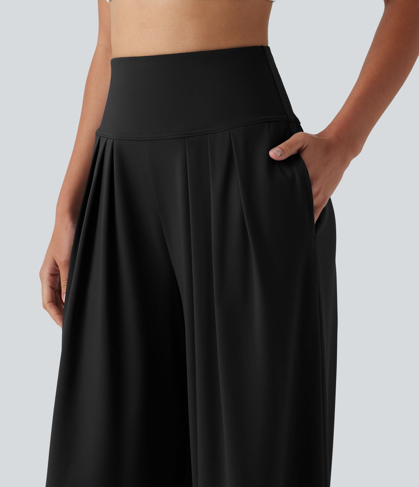 Pantalon yoga ample SoftlyZero™Airy effet frais InstantCool à plis taille haute avec poches