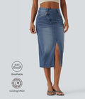 Jupe décontractée denim moulante Halara Flex™ asymétrique taille mi-haute avec fente et poches