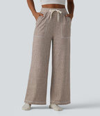 Pantalon ample taille haute avec cordon de serrage et poches