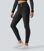 Legging 7/8 skinny en denim Halara Flex™ taille haute gainant avec poches