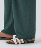 Pantalon de jogging décontracté à taille haute croisée avec poches latérales et cordon de serrage