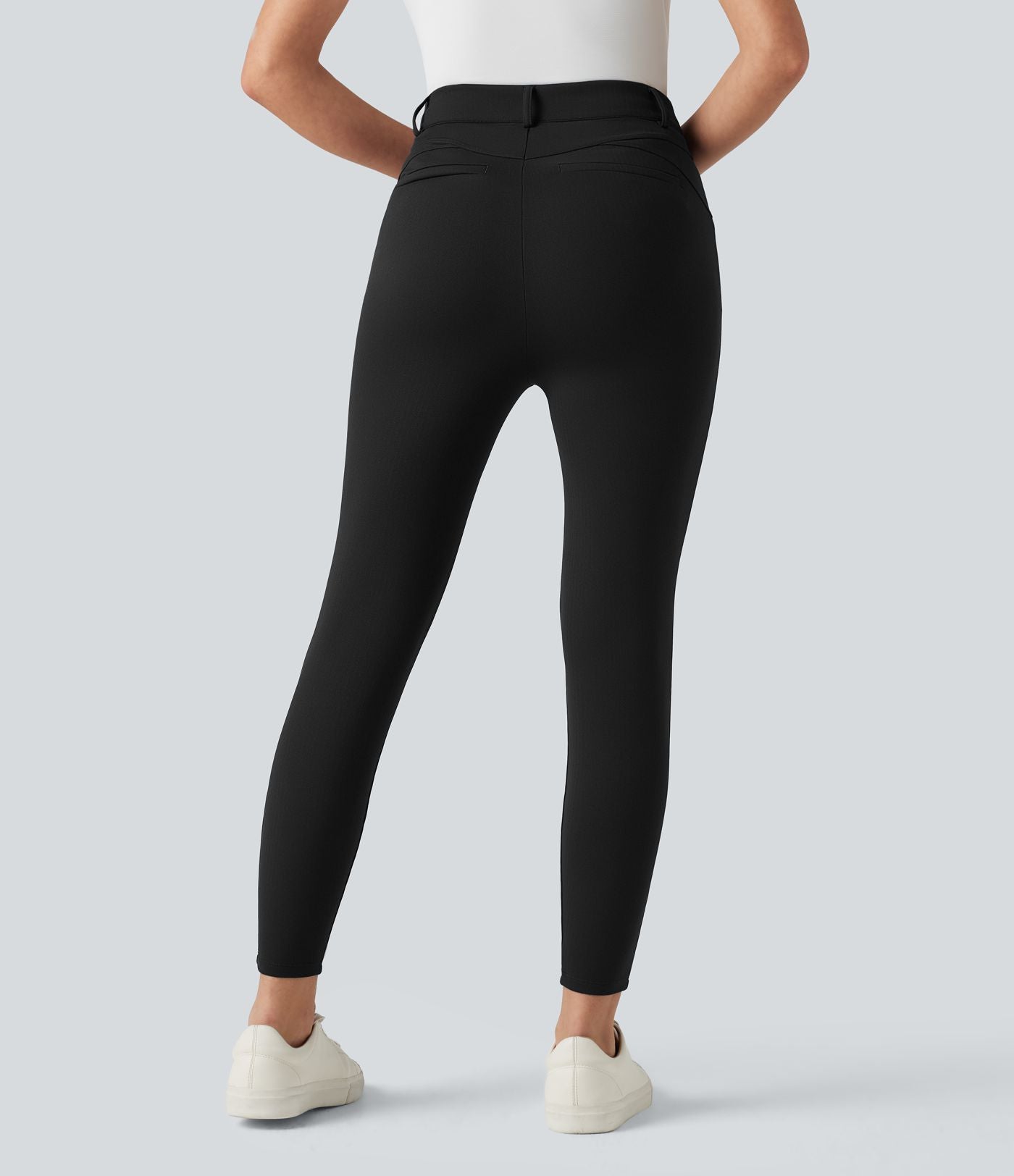 Pantalon skinny taille haute à chevrons pour le golf avec poches