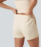 Combishort de soirée SoftlyZero™ Plush à encolure bateau avec coussinets amovibles, mesh contrasté et poches, accès facile Easy Peasy