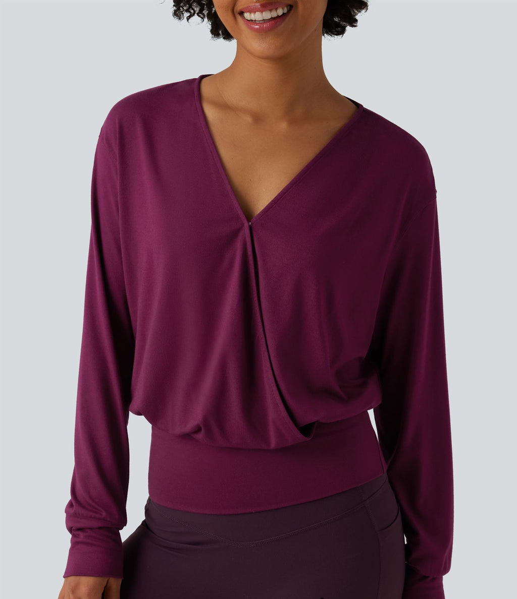 Blouse de travail col V croisée manches longues