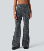 Pantalon de yoga évasé gainant galbant taille haute imprimé léopard Halara UltraSculpt™