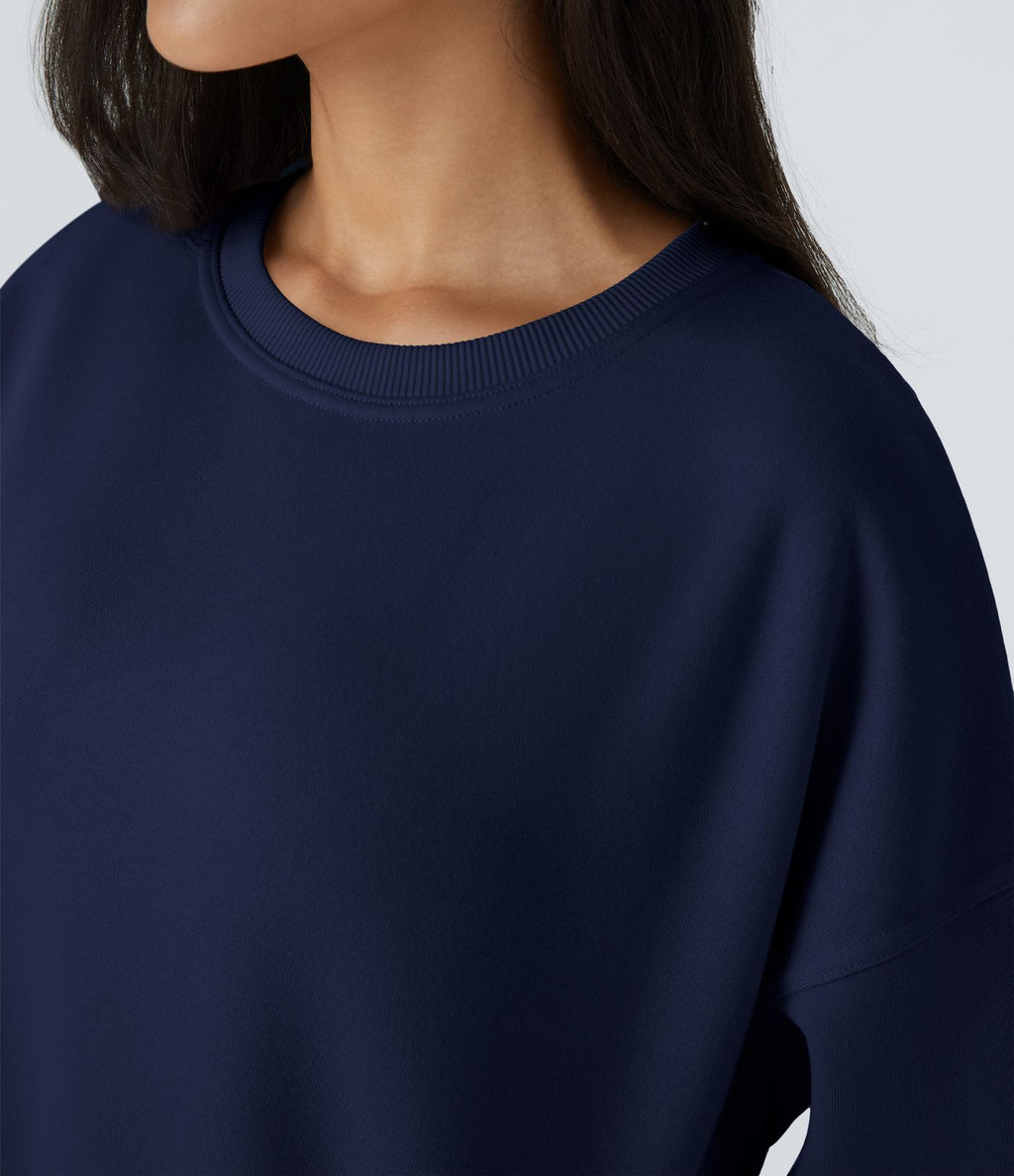 Sweat-shirt décontracté en polaire, col rond, manches longues, poches latérales, coupe oversize