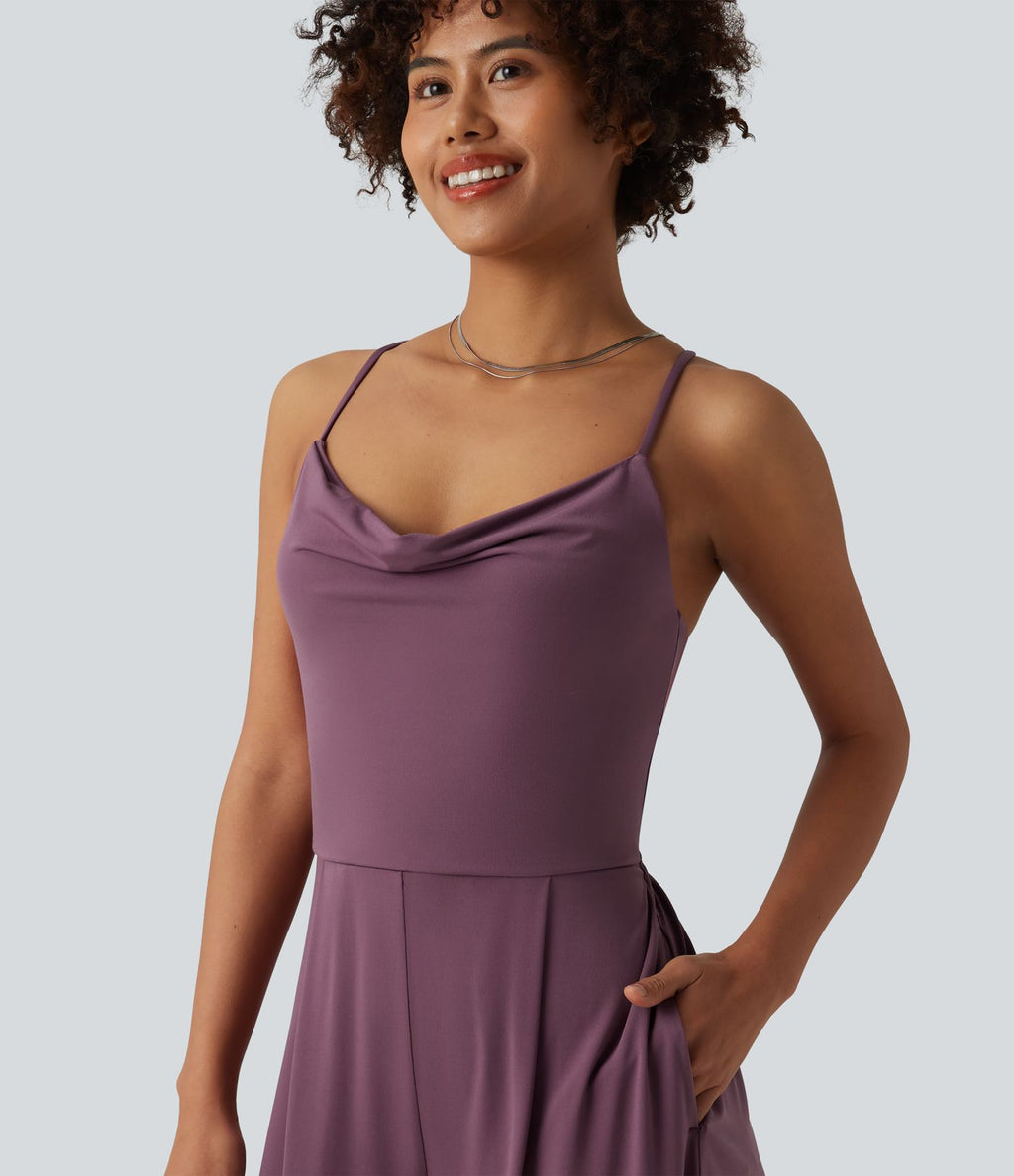Combinaison décolleté drapé à bretelles croisées avec poches - Édition Easy Peasy