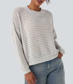 Pull décontracté col rond épaules tombantes coupe décontractée