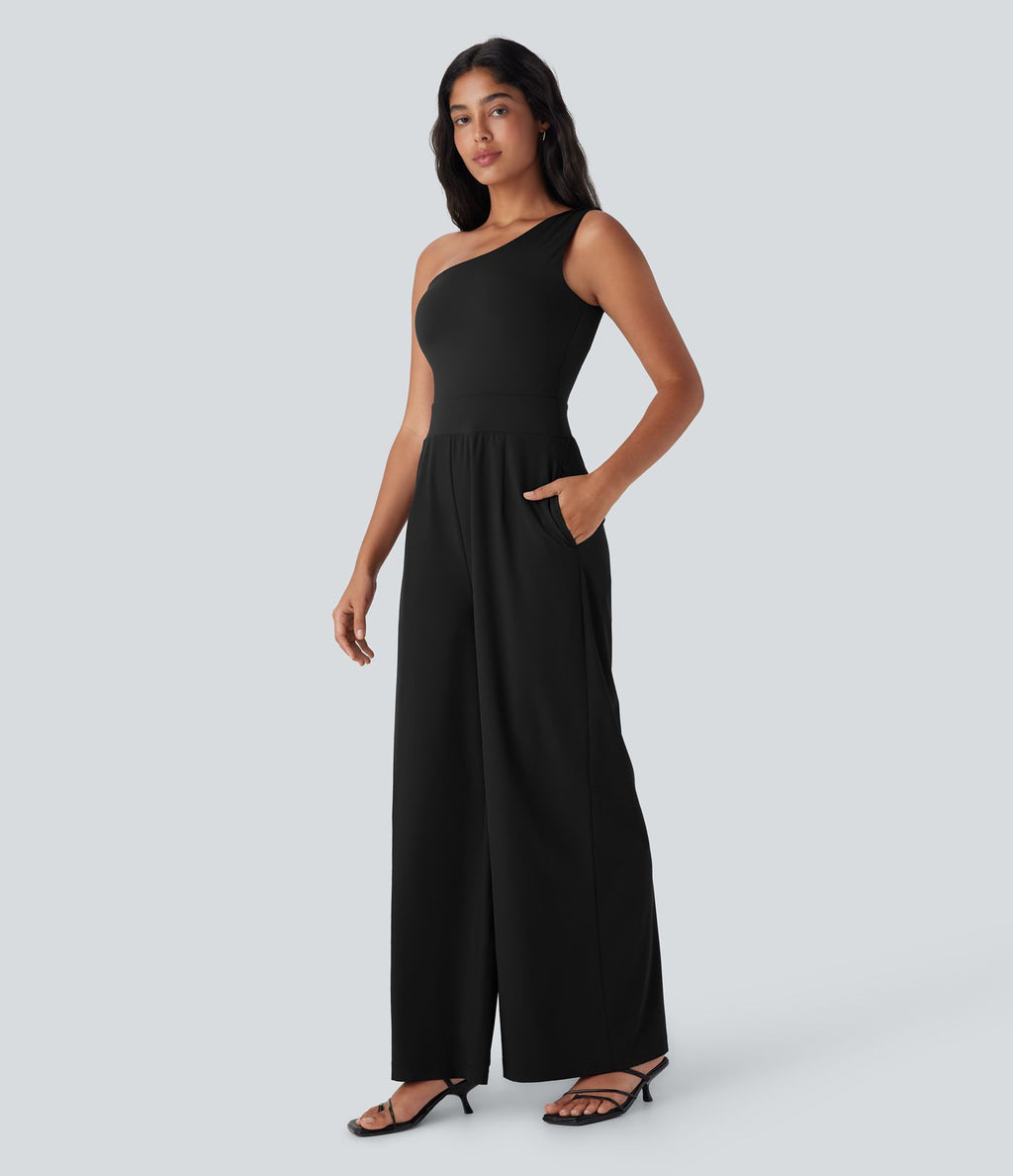 Combinaison de soirée Breezeful™ asymétrique dos nu séchage rapide avec poches latérales