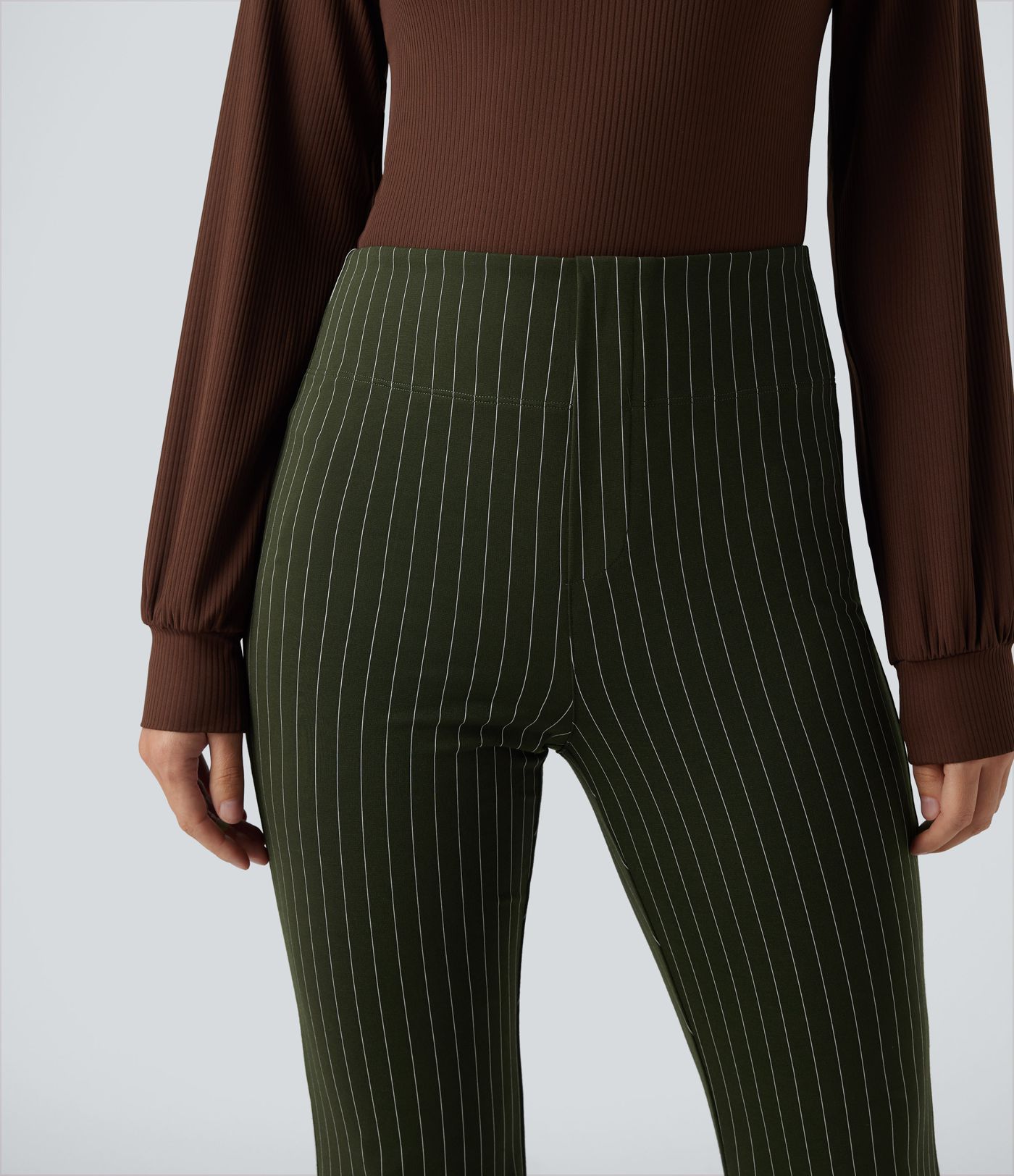 Halara Flex™ Pantalon tailleur évasé à rayures taille haute avec poches