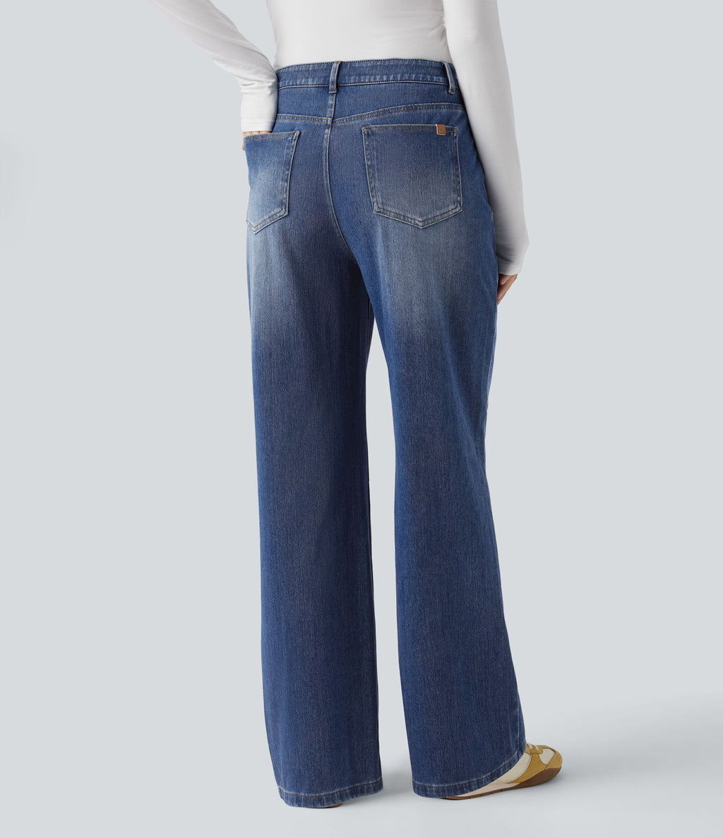Halara Flex™ Jean coupe droite décontracté taille mi-haute avec poches