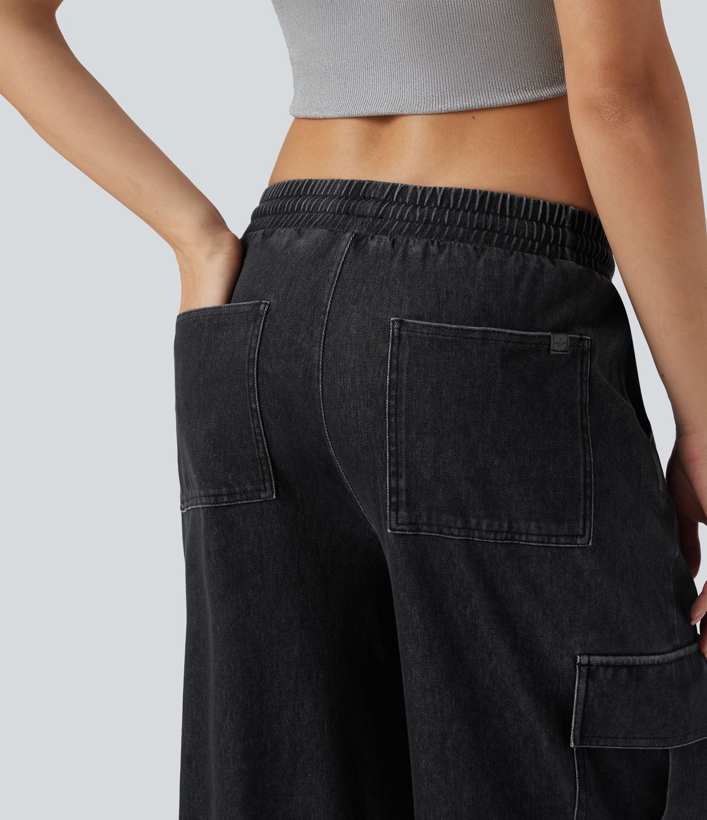 Jean décontracté Halara Flex™ cargo ample taille mi-haute avec cordon de serrage et poches