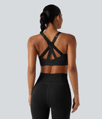 Brassière de sport à maintien moyen avec dos croisé, boucle réglable et brassière intégrée en mesh respirant, effet frais InstantCool, séchage rapide, protection solaire UPF50+
