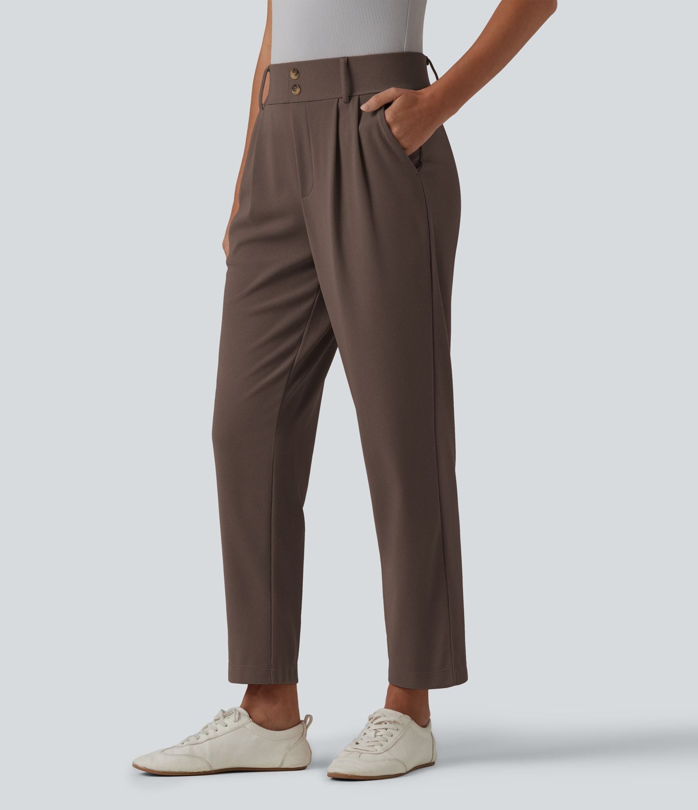 Halara Flex™ Pantalon tailleur fuselé taille haute en tissu gaufré avec poches