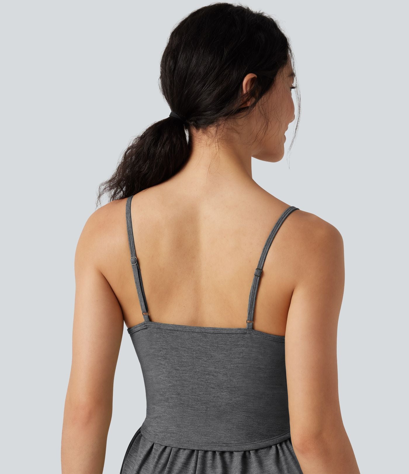 Combi-short casual 2-en-1 chiné froncé avec brassière intégrée et poches — Édition Easy Peasy