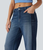 Jean large Halara Flex™ taille basse color block avec poches
